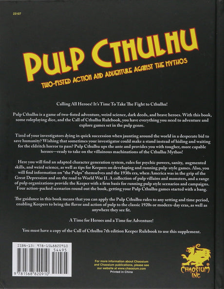 Call of Cthulhu RPG: Pulp Cthulhu (Eng)