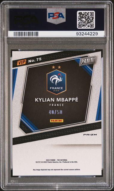 Kylian Mbappe /50 #75 Purple Sparkle PSA 9 [2023 Panini National Vip Gold]