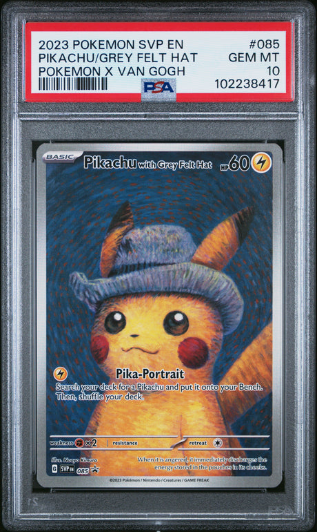 Pikachu With Grey Felt Hat [Pokemon X Van Gogh] #085 PSA 10 [Black Star Promo 2023]