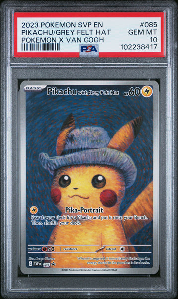 Pikachu With Grey Felt Hat #085 [Pokemon X Van Gogh] PSA 10 [Black