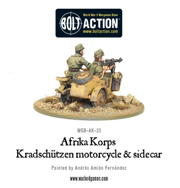 Bolt Action: Afrika Korps - Kradschutzen motorcycle and sidecar (Eng)