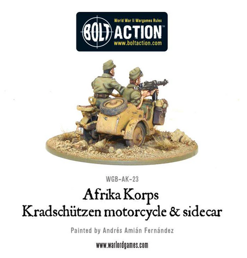 Bolt Action: Afrika Korps - Kradschutzen motorcycle and sidecar (Eng)