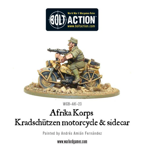 Bolt Action: Afrika Korps - Kradschutzen motorcycle and sidecar (Eng)