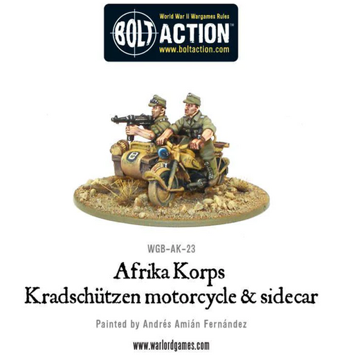 Bolt Action: Afrika Korps - Kradschutzen motorcycle and sidecar (Eng)