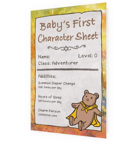 Postkort: Baby's First Character Sheet (med kuvert)