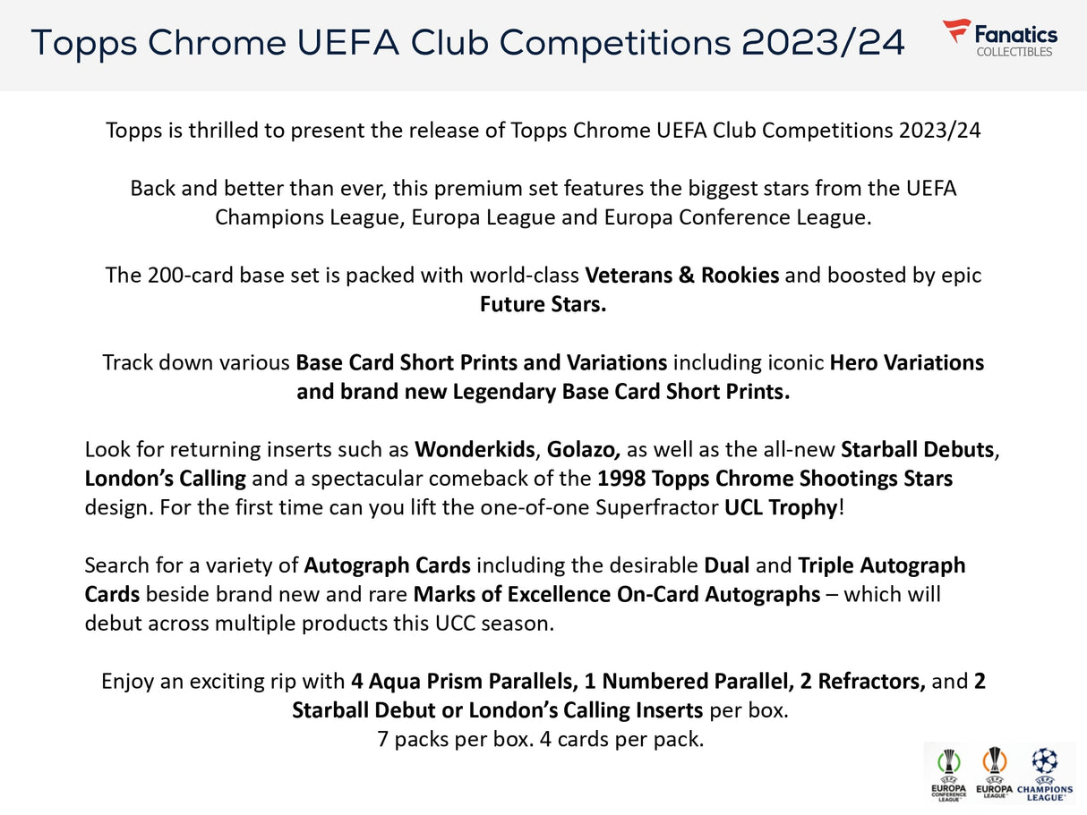 Topps Chrome UEFA Club Competitions 2023/24 - Value Box