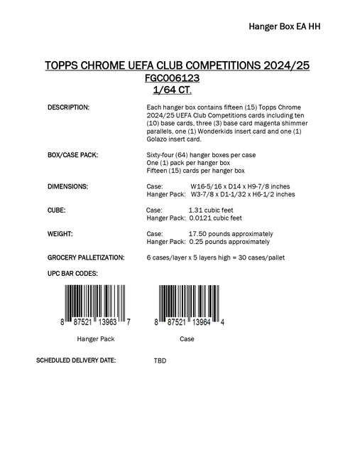 Topps Chrome UEFA Club Competitions 2024/25 - Hanger Pack