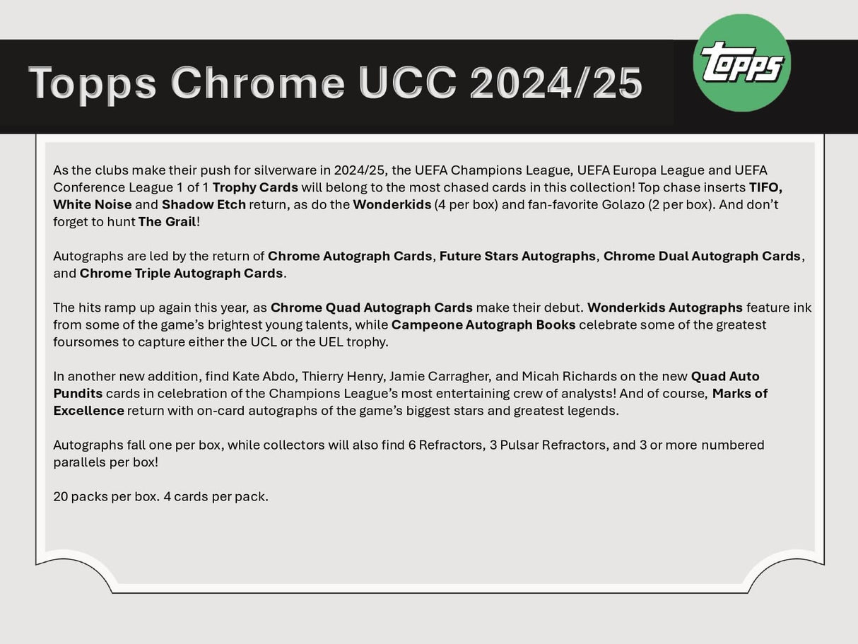 Topps Chrome UEFA Club Competitions 2024/25 - Hobby Box