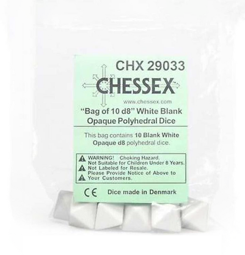 Opaque: Polyhedral - 10x White Blank 8-sided dice