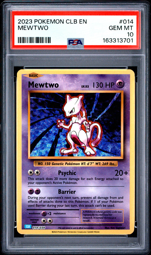 Mewtwo #014 Pokemon Clb-trading Card Game Classic Blastoise & Suicune EX Deck 2023 PSA 10