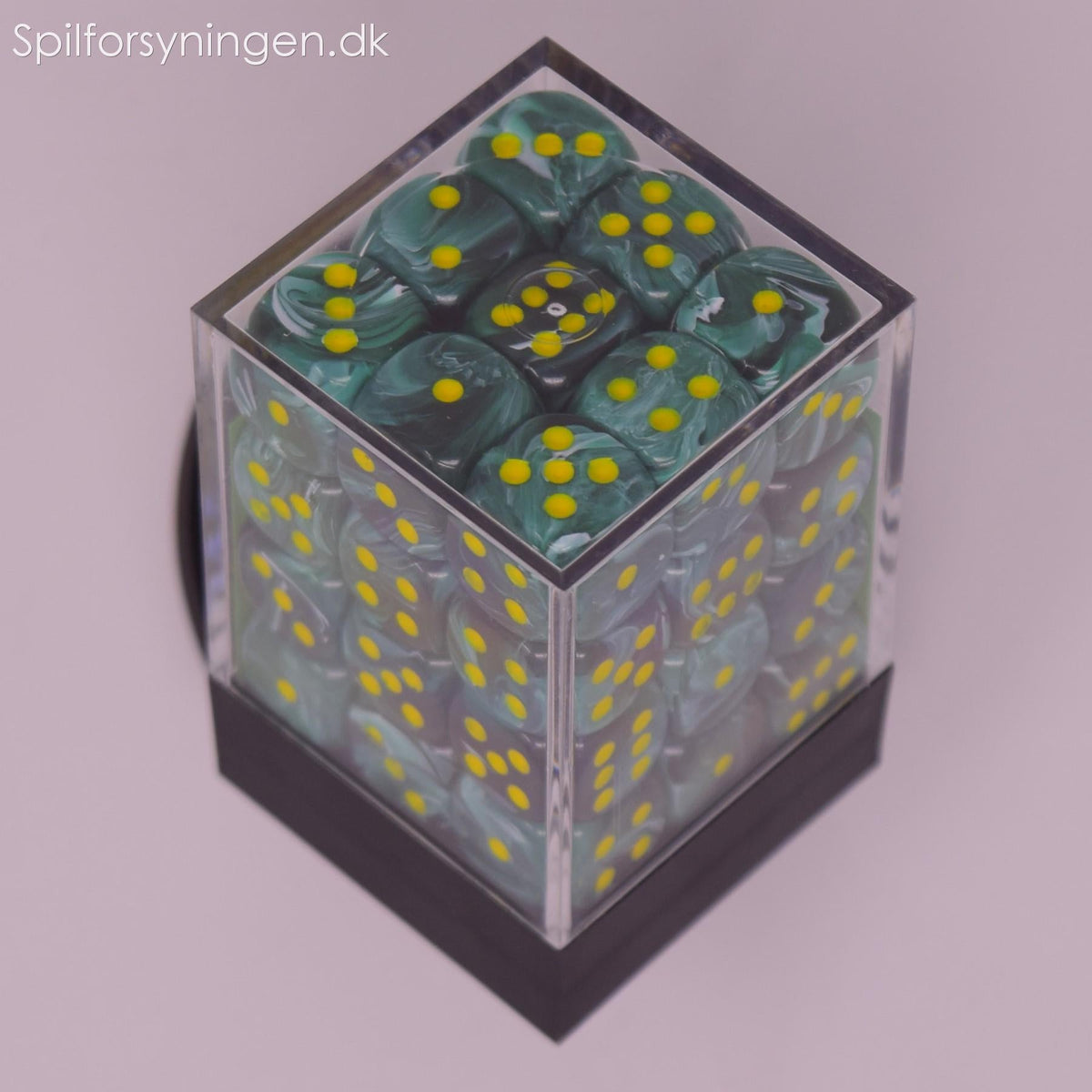 Vortex – 12mm d6 Malachite Green w/yellow Dice – Spilforsyningen