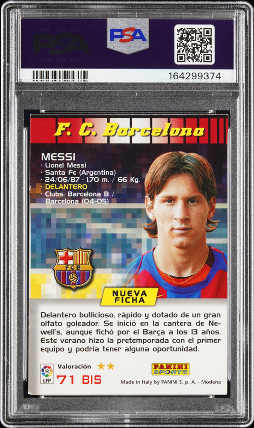 Lionel Messi #71 Mega Cracks Panini Sports 2004-05 PSA 4