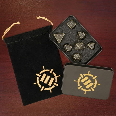 Enhance Metal Dice Set with Case and Dice Bag (Polyhedral Set)