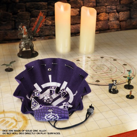 Enhance Metal Dice Set with Dice Bag (Collectors Edition Purple) (Polyhedral Set)