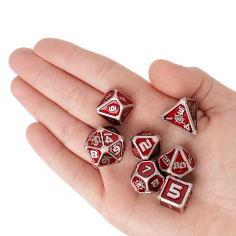 Enhance Metal Dice Set with Dice Bag (Collectors Edition Red) (Polyhedral Set)