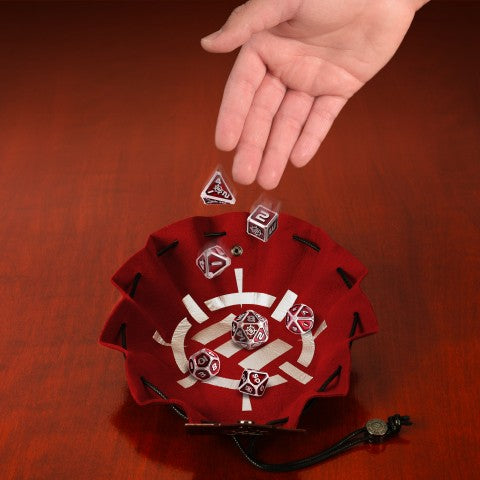 Enhance Metal Dice Set with Dice Bag (Collectors Edition Red) (Polyhedral Set)