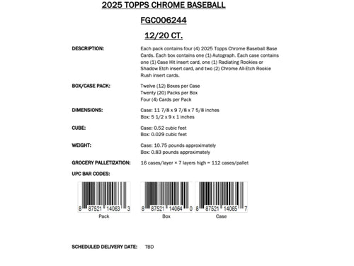 Topps Chrome Baseball 2025 - Hobby Box