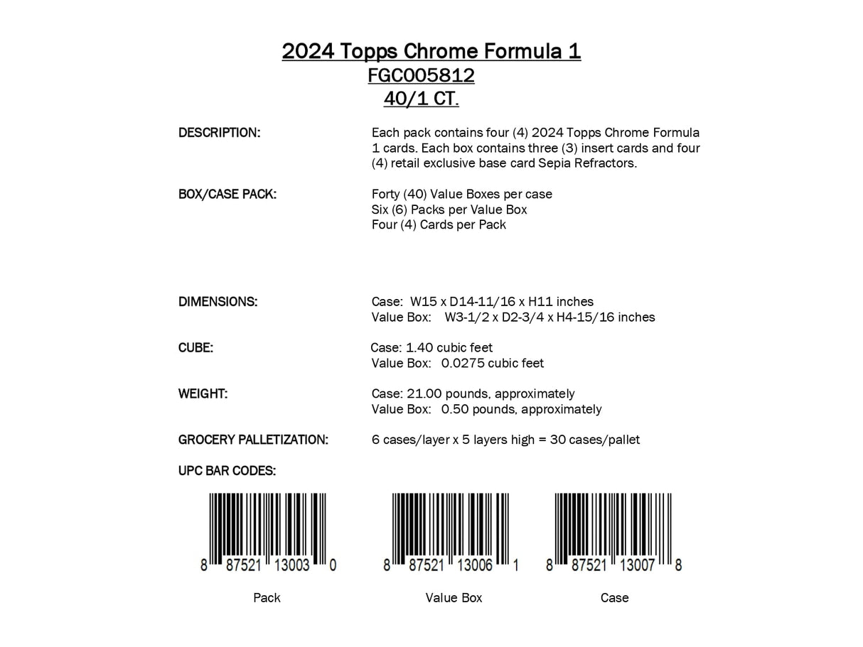 Topps Chrome Formula 1 2024 - Value Box