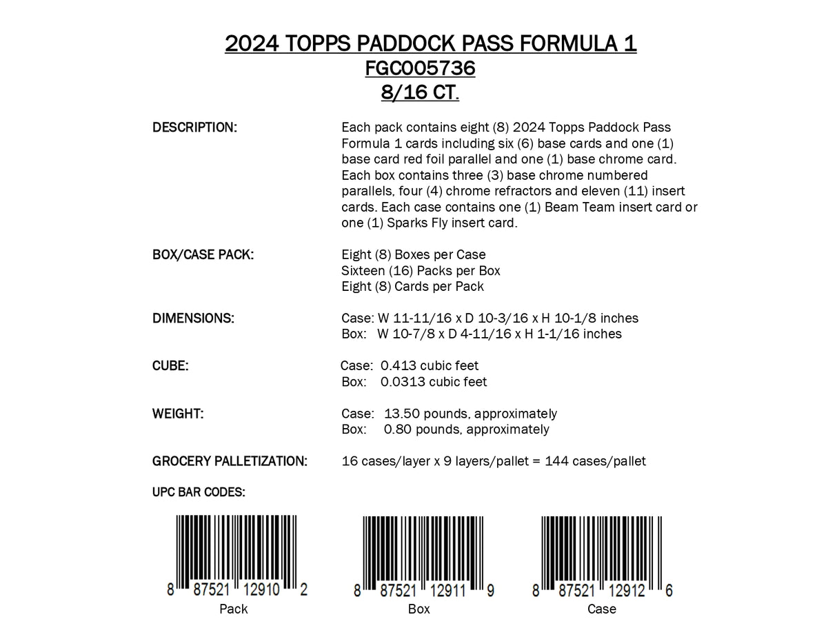 Topps Paddock Pass Formula 1 2024 - Hobby Box