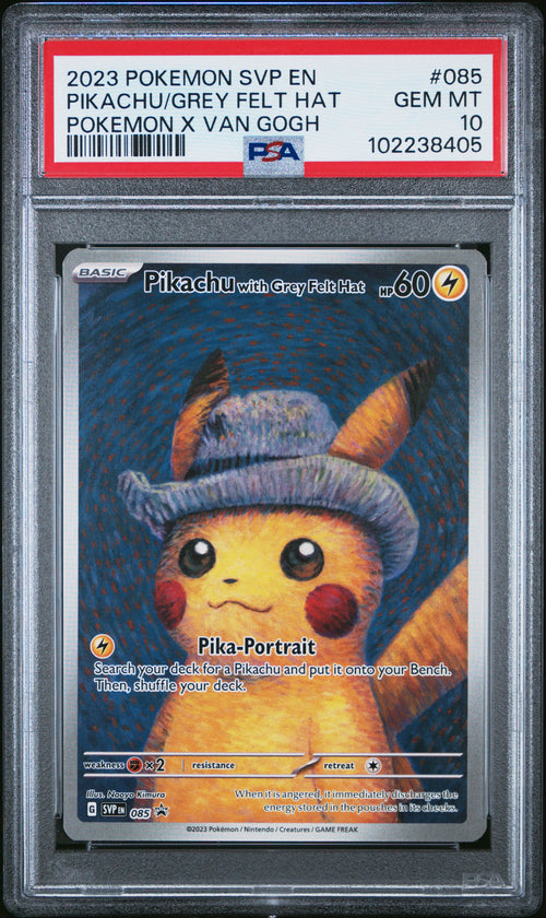 Pikachu With Grey Felt Hat [Pokemon X Van Gogh] #085 PSA 10 [Black Star Promo 2023]