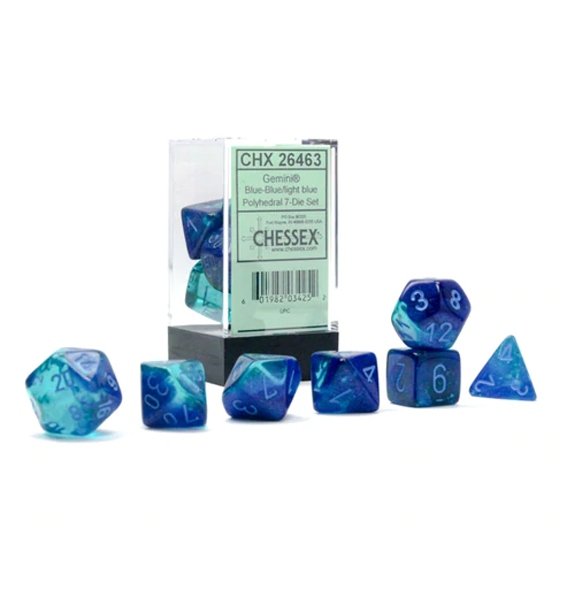 Gemini - Polyhedral Blue-Blue/light blue Luminary 7-Die Set