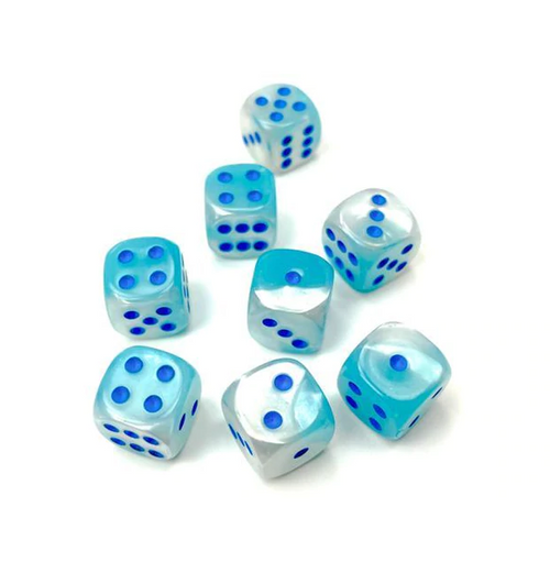 Gemini™ - 12mm d6 Pearl Turquoise-White/blue Luminary Dice Block