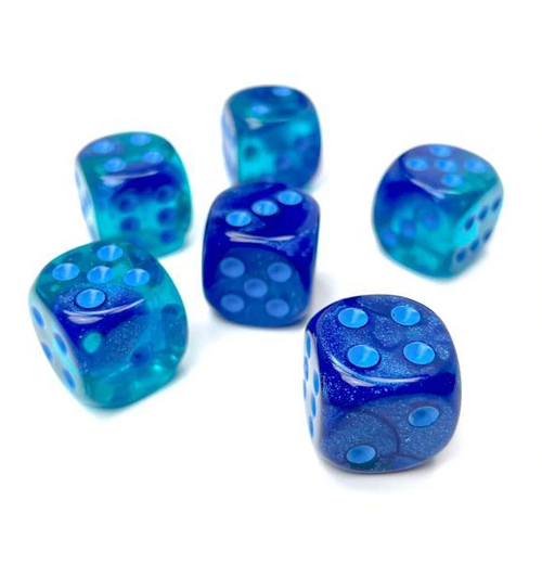 Gemini™ – 16 mm d6 Blue-Blue/light blue Luminary Dice Block