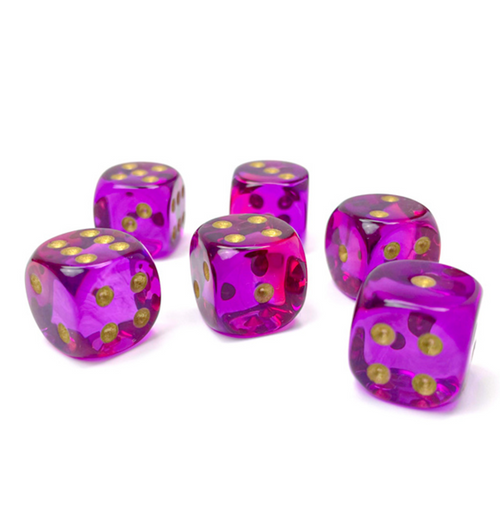 Gemini™ – 16mm d6 Translucent Red-Violet/gold Dice Block