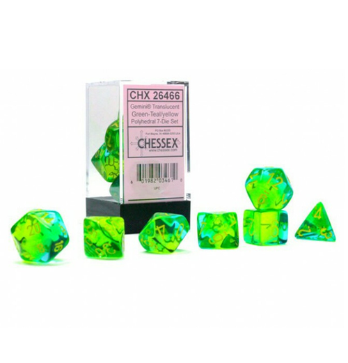 Gemini - Polyhedral Translucent Green-Teal/yellow 7-Die Set