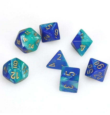 Gemini™ – Polyhedral Blue-Teal w/gold 7-Die Set