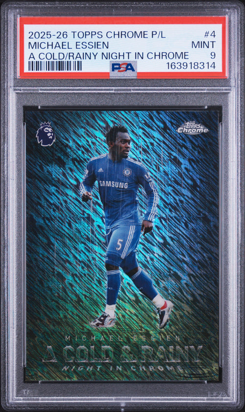 Michael Essien #4 A Cold/rainy Night In Chrome Topps Chrome Premier League A Cold And Rainy Night In Chrome 2025-2026 PSA 9