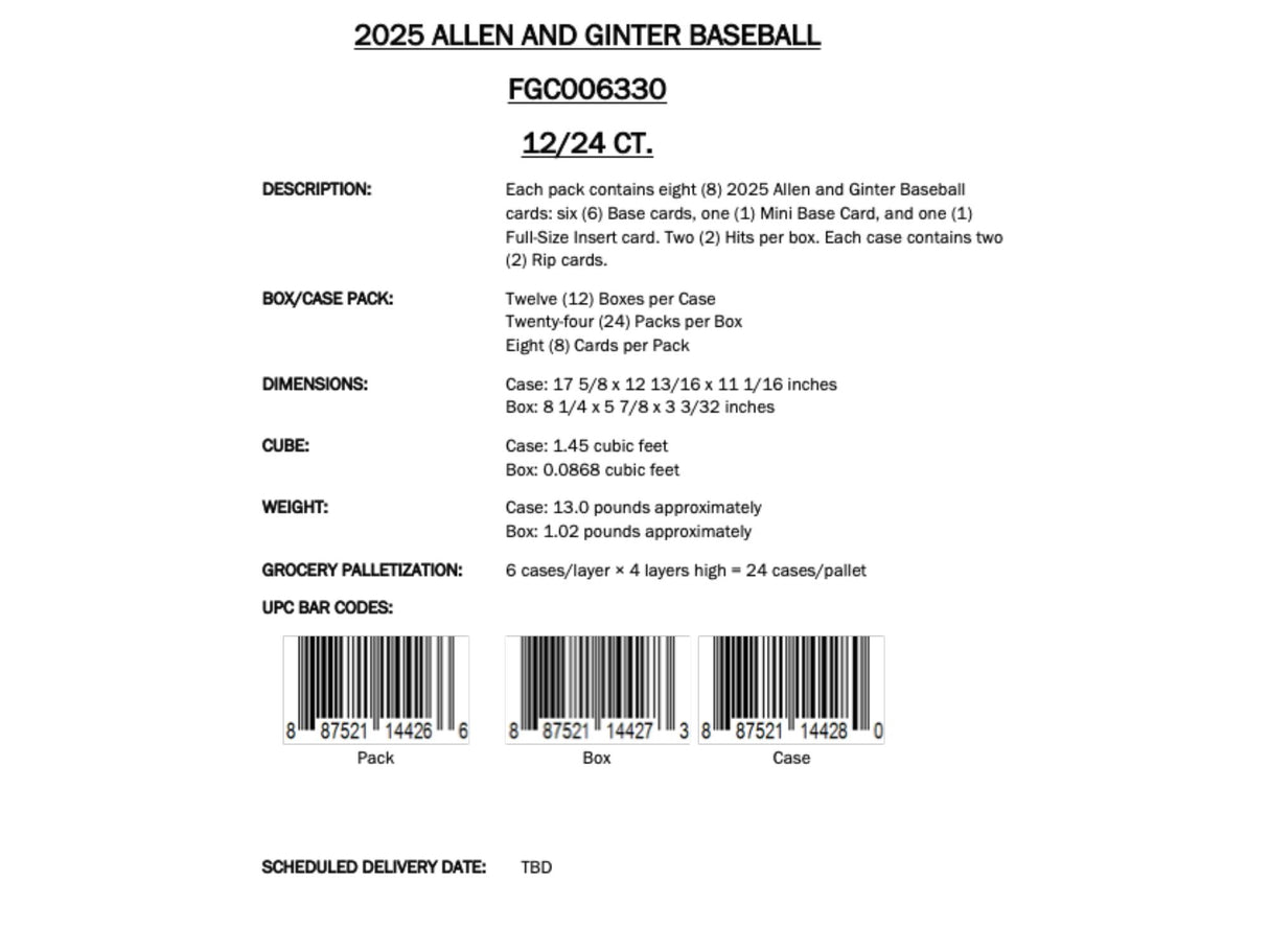 Topps Allen & Ginter Baseball 2025 - Hobby Box