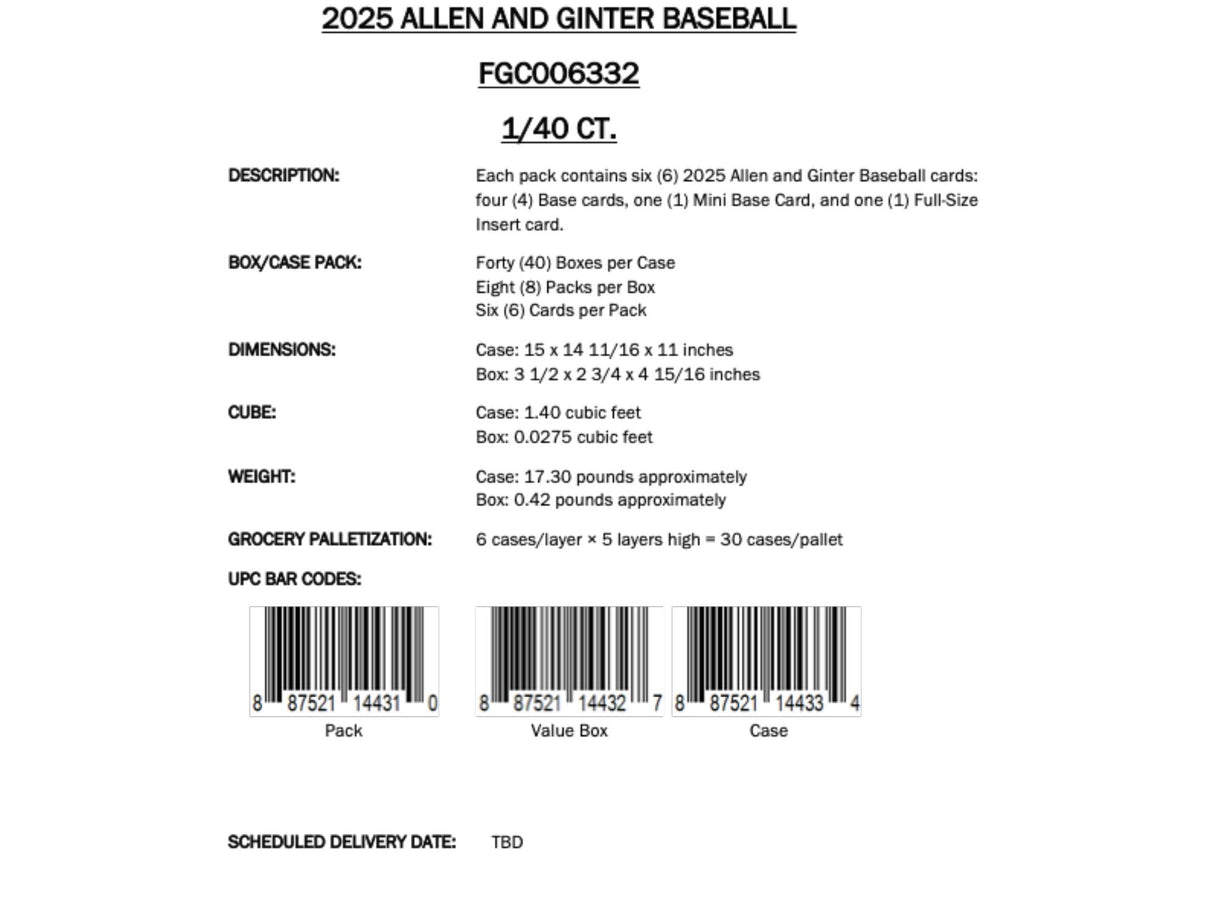 Topps Allen & Ginter Baseball 2025 - Value Box