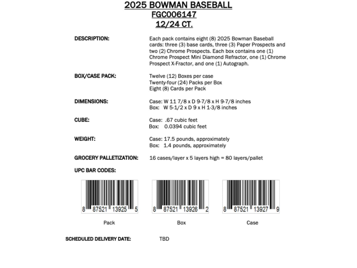 Topps Bowman Baseball 2025 - Hobby Box