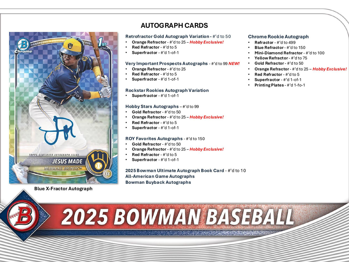 Topps Bowman Baseball 2025 - Hobby Box