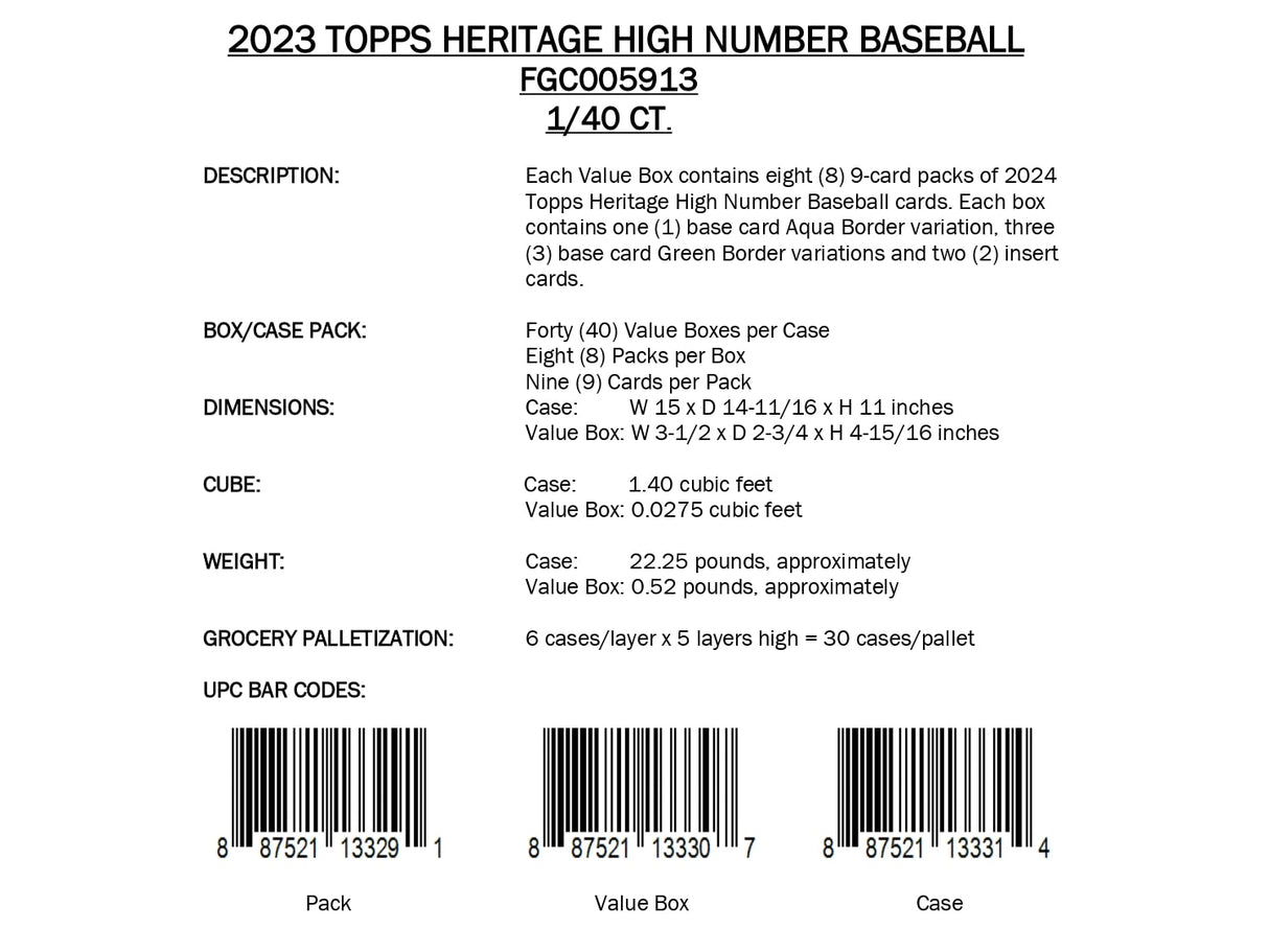 Topps Heritage High Number Baseball 2024 - Value Box