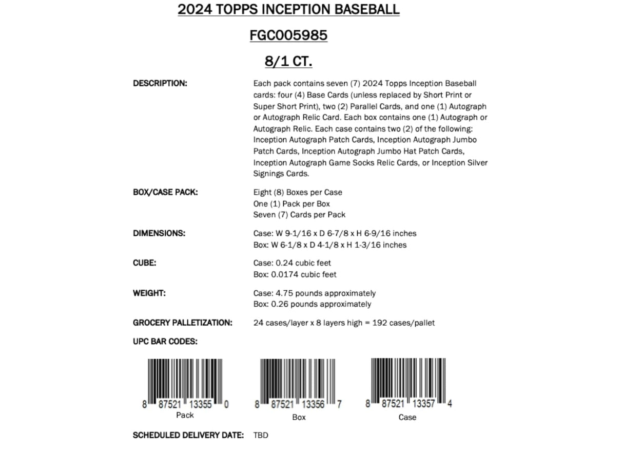 Topps Inception Baseball 2024 - Hobby Box