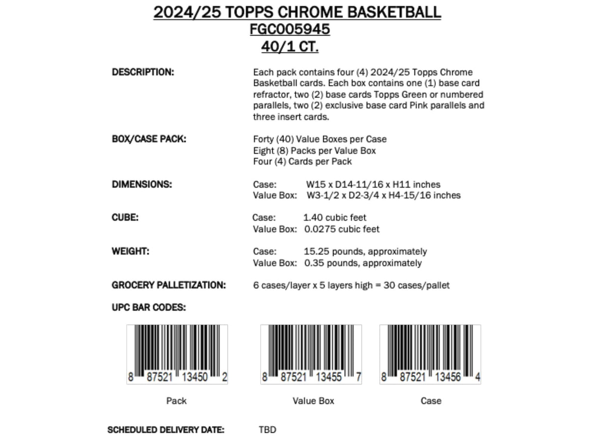 Topps Chrome Basketball 2024/25 - Value Box