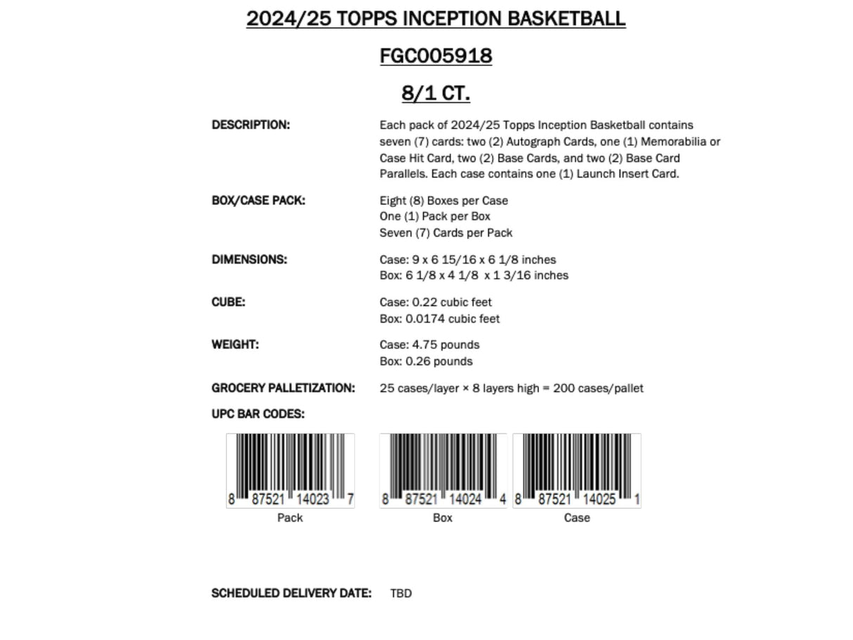 Topps Inception Basketball 2024/25 - Hobby Box