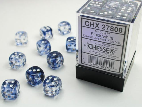 Nebula™ – 12mm d6 BLACK/white Dice Block™