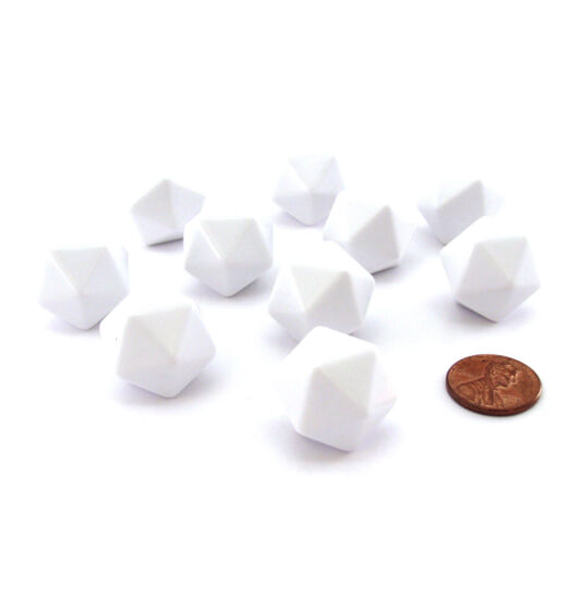 Opaque: Polyhedral - 10x White Blank 20-sided dice