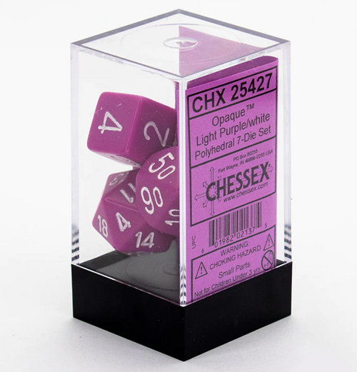 Opaque – Polyhedral Light Purple/white 7-Die Set