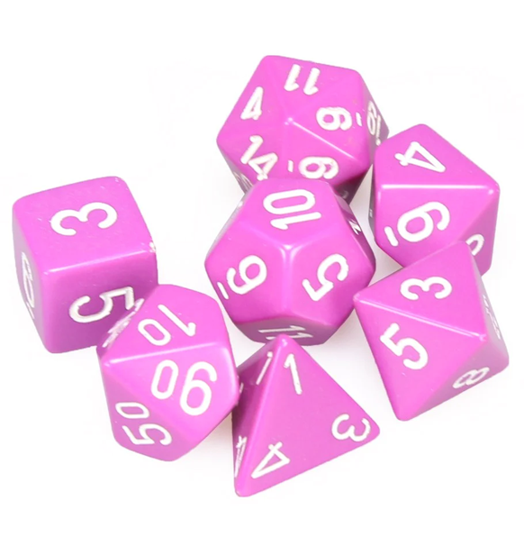 Opaque – Polyhedral Light Purple/white 7-Die Set