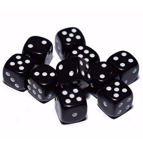 Opaque – 16mm d6 Black w/white Dice Block™