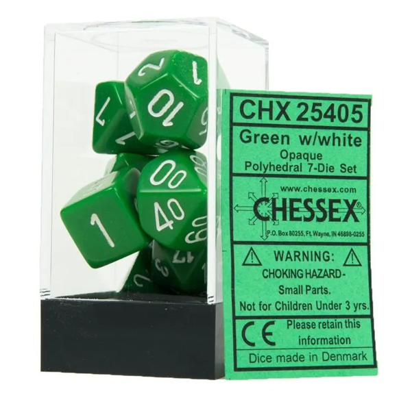 Opaque™ – Polyhedral Green w/white 7-Die Set