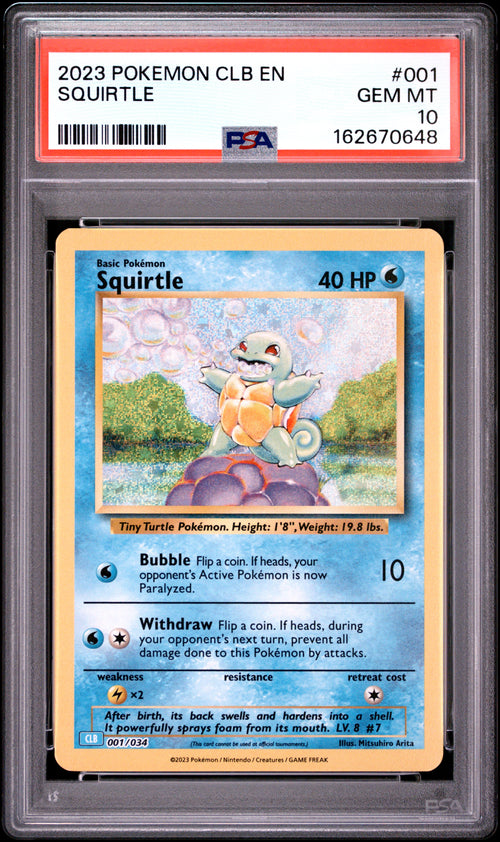 Squirtle #001 Pokemon Clb-trading Card Game Classic Blastoise & Suicune EX Deck 2023 PSA 10