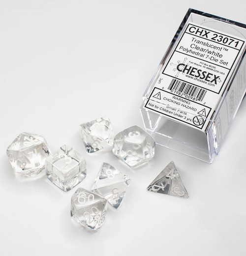 Translucent™ – Polyhedral Clear w/white 7-Die Set