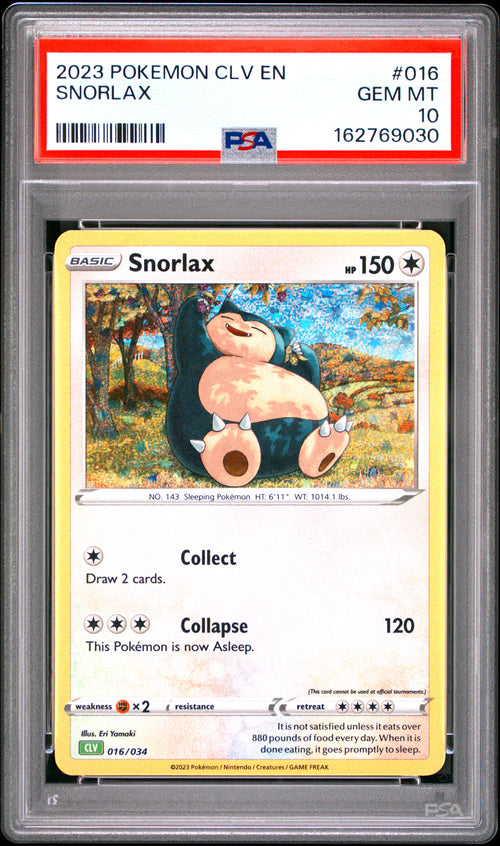 Snorlax #016 Pokemon Clv-trading Card Game Classic Venusaur & Lugia EX Deck 2023 PSA 10