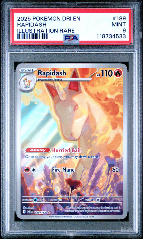 Rapidash #189 Illustration Rare Pokemon Dri En-destined Rivals 2025 PSA 9