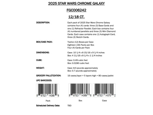 Topps Star Wars Chrome Galaxy 2025 - Hobby Box